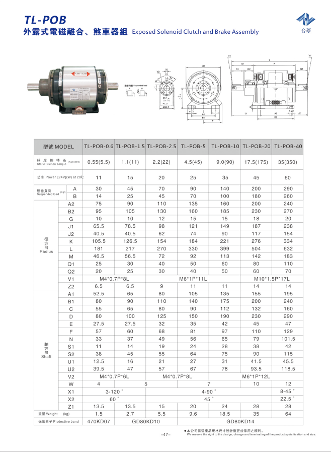 外露式電磁離合剎車器組